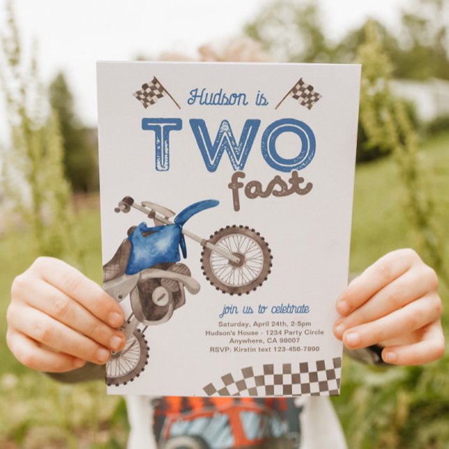 Zwei Fast Blue Dirt Bike Einladung (Von Creator hochgeladen)