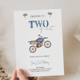 ZWEI Fast Blue Dirt Bike Einladung Geburtstag