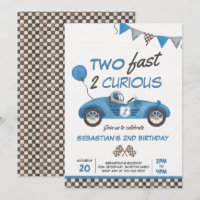 Zwei Fast Blue Race Car 2. Geburtstag