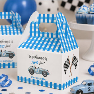 Zwei Fast Blue Race Car 2. Geburtstag Einladung Geschenkschachtel