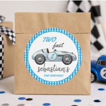 Zwei Fast Blue Race Car 2. Geburtstag Einladung