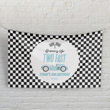 Zwei Fast Blue Race Car 2. Geburtstag Party