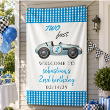 Zwei Fast Blue Race Car 2. Geburtstag Party