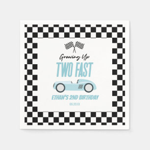 Zwei Fast Blue Race Car 2. Geburtstag Party Serviette