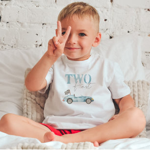 ZWEI Fast Blue Race Car Geburtstag T - Shirt