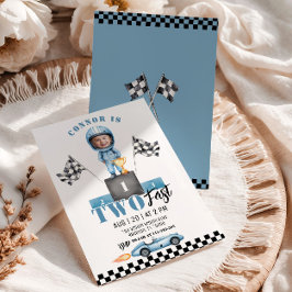 Zwei Fast Blue Race Foto 2. Geburtstag Einladung