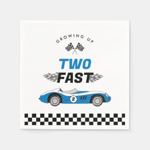 Zwei Fast Blue Vintag Race Car Boys Geburtstag Serviette