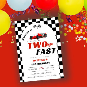 Zwei Fast Boy 2. Geburtstag Red Racing Car Einladung
