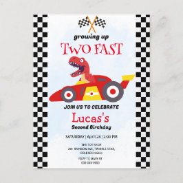 Zwei Fast Dinosaurier Race Auto 2. Geburtstag Part Postkarte