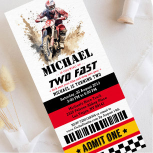 Zwei Fast-Dirt-Bike-Ticketpass Zweiten Geburtstag Einladung