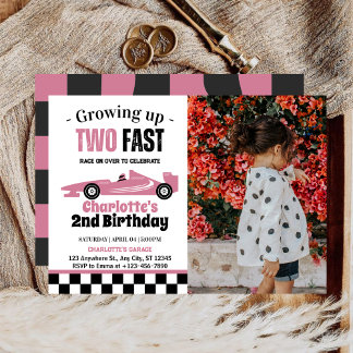 Zwei Fast Girl 2. Geburtstag Party Foto Einladung