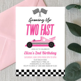 Zwei Fast Pink Race Car 2. Geburtstag Party Einladung