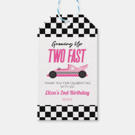Zwei Fast Pink Race Car 2. Geburtstag Party Geschenkanhänger