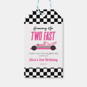 Zwei Fast Pink Race Car 2. Geburtstag Party Geschenkanhänger