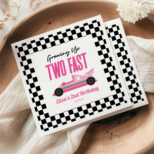 Zwei Fast Pink Race Car 2. Geburtstag Party Serviette
