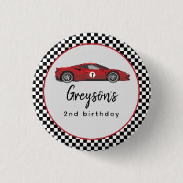 Zwei Fast Race Car Boy 2. Geburtstag Party Button