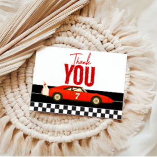 Zwei Fast Race Car Boy 2. Geburtstag Party Dankeskarte