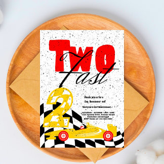Zwei Fast Race Car Boy 2. Geburtstag Party Einladu Einladung
