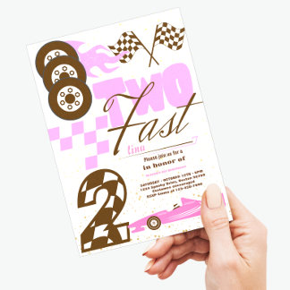 Zwei Fast Race Car Boy 2. Geburtstag Party Einladu Einladung