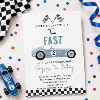 Zwei Fast Race Car Boy 2. Geburtstag Party Einladung