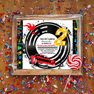 Zwei Fast Race Car Boy 2. Geburtstag Party Einladung