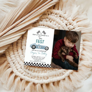 Zwei Fast Race Car Boy 2. Geburtstag Party Einladung