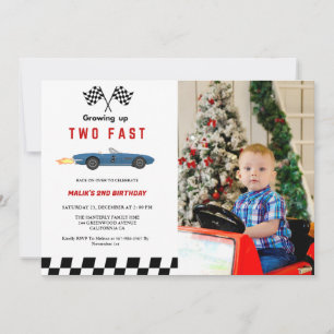 Zwei Fast Race Car Boy 2. Geburtstag Party Einladung