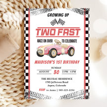 Zwei Fast Race Car Girl 2. Geburtstag Party