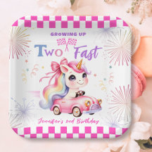 Zwei Fast Race Pink Car Girl 2. Geburtstag Party
