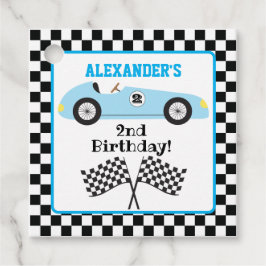 Zwei Fast Racececar Blue Racing Boy Geburtstag Geschenkanhänger