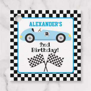 Zwei Fast Racececar Blue Racing Boy Geburtstag Geschenkanhänger