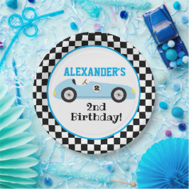 Zwei Fast Racececar Blue Racing Boy Geburtstag Pappteller