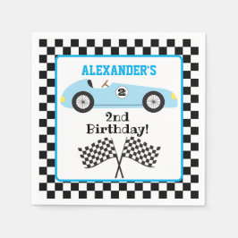 Zwei Fast Racececar Blue Racing Boy Geburtstag Serviette