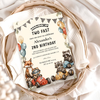 Zwei Fast Woodland Tiere 2. Geburtstag Einladung
