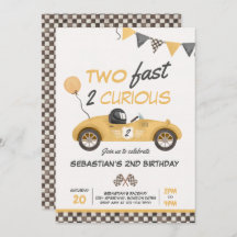 Zwei Fast Yellow Race Car 2. Geburtstag Party
