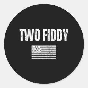 Zwei Fiddy Aamerikanische Flagge Humor Patriot Mem Runder Aufkleber