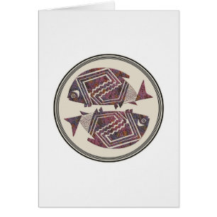Zwei Fische, Mimbres Pottery, Bild 18 Card