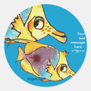 Zwei Fischeblaue Butterflyfish-personalisierte Runder Aufkleber