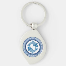 Zwei Fischfische Koi Carp Chinoiserie Blaues Muste