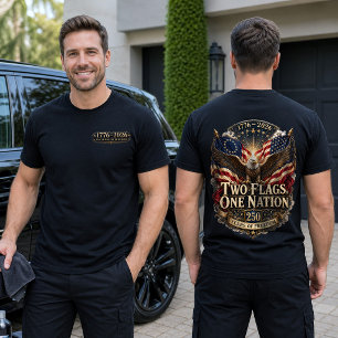 Zwei Flaggen Eine Nation Amerika 250 T-Shirt