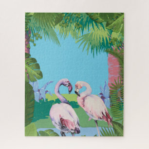 Zwei Flamingos in einem Personalisierten tropische Puzzle