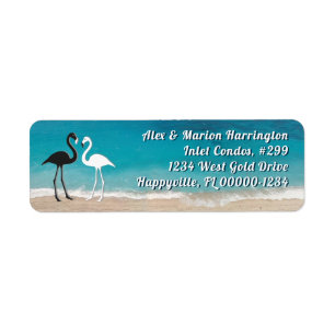 Zwei Flamingos Ocean Address Labels