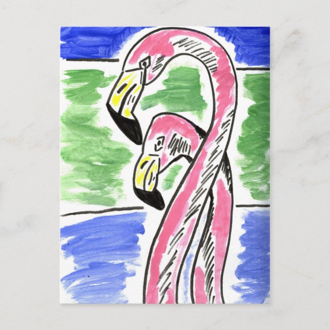 Zwei Flamingos Postkarte (Vorderseite)