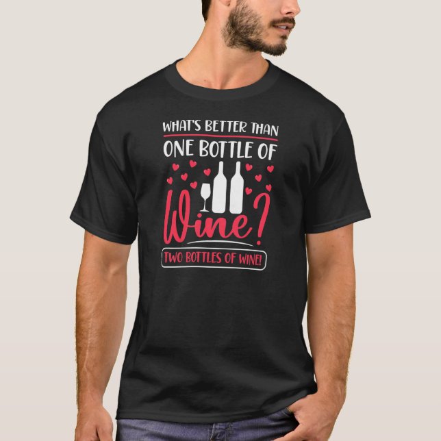 Zwei Flaschen Weintrinker Winemaker Conn T-Shirt (Vorderseite)