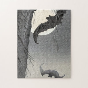 Zwei Fledermäuse bei Vollmond, 1900-1936 von Ohara Puzzle