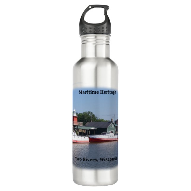 Zwei Flüsse, das Meereserbe von Wisconsin Edelstahlflasche (Vorderseite)