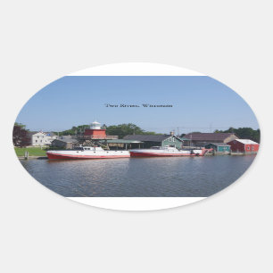 Zwei Flüsse, Wisconsin-Aufkleber Ovaler Aufkleber