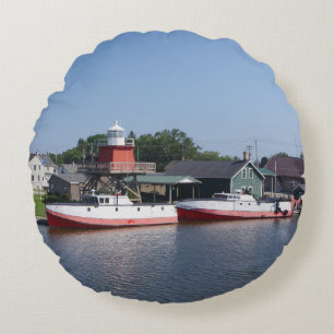 Zwei Flüsse, Wisconsin, runder Kissen