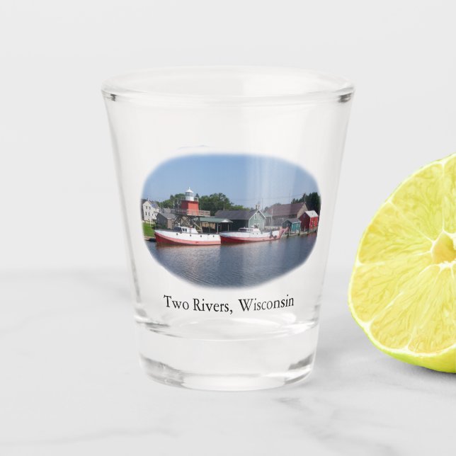 Zwei Flüsse, Wisconsin-Schussglas Schnapsglas (Vorderseite)