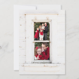 Zwei-Foto-Farmhouse-Scheunenfenster-Weihnachtskart Feiertagskarte